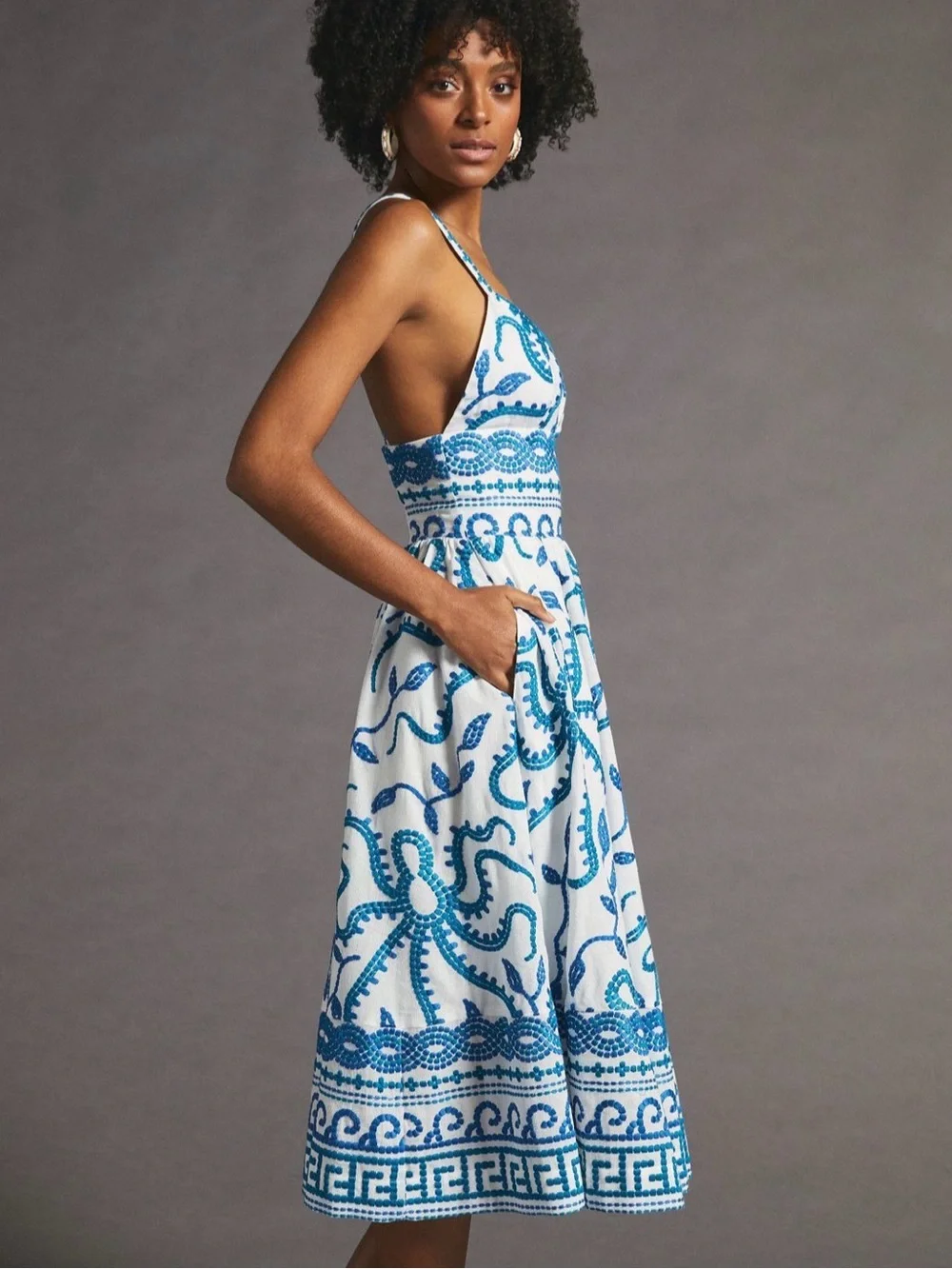 Maeve by Anthropologie Sun Dress with Blue Embroidery - Picture 3 of 15